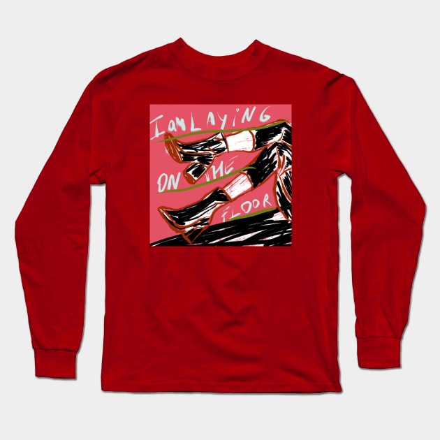 I'm laying on the floor Long Sleeve T-Shirt by gnomeapple